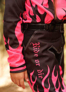Girl's Hot Pink & Black Pants