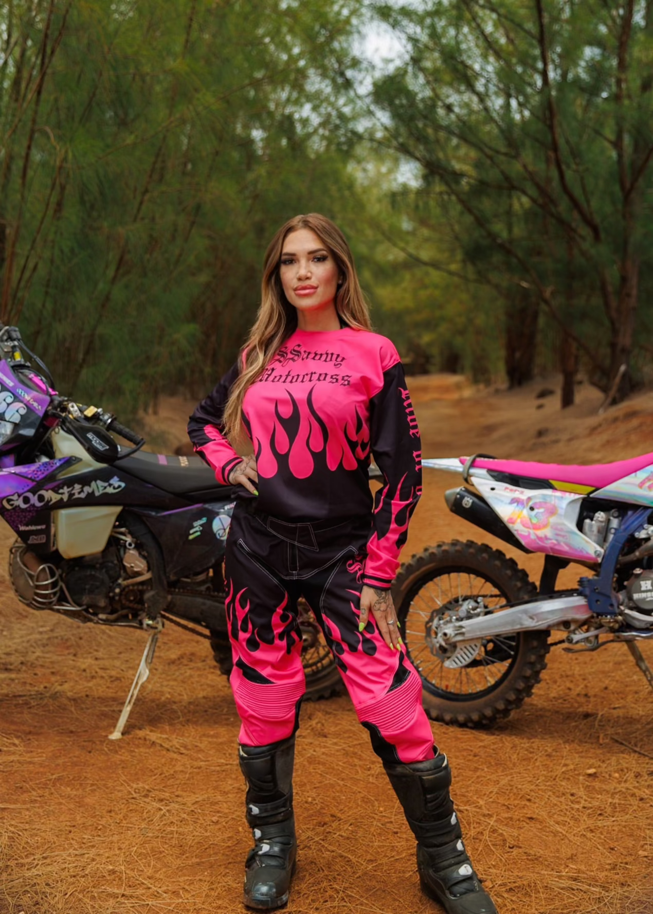 Women's Hot Pink & Black Pants